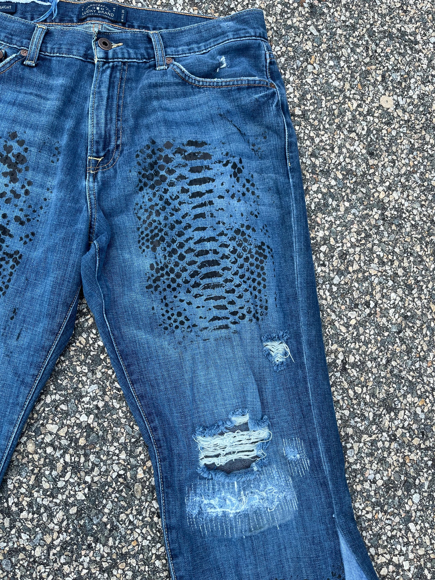 Faded reptilian denim