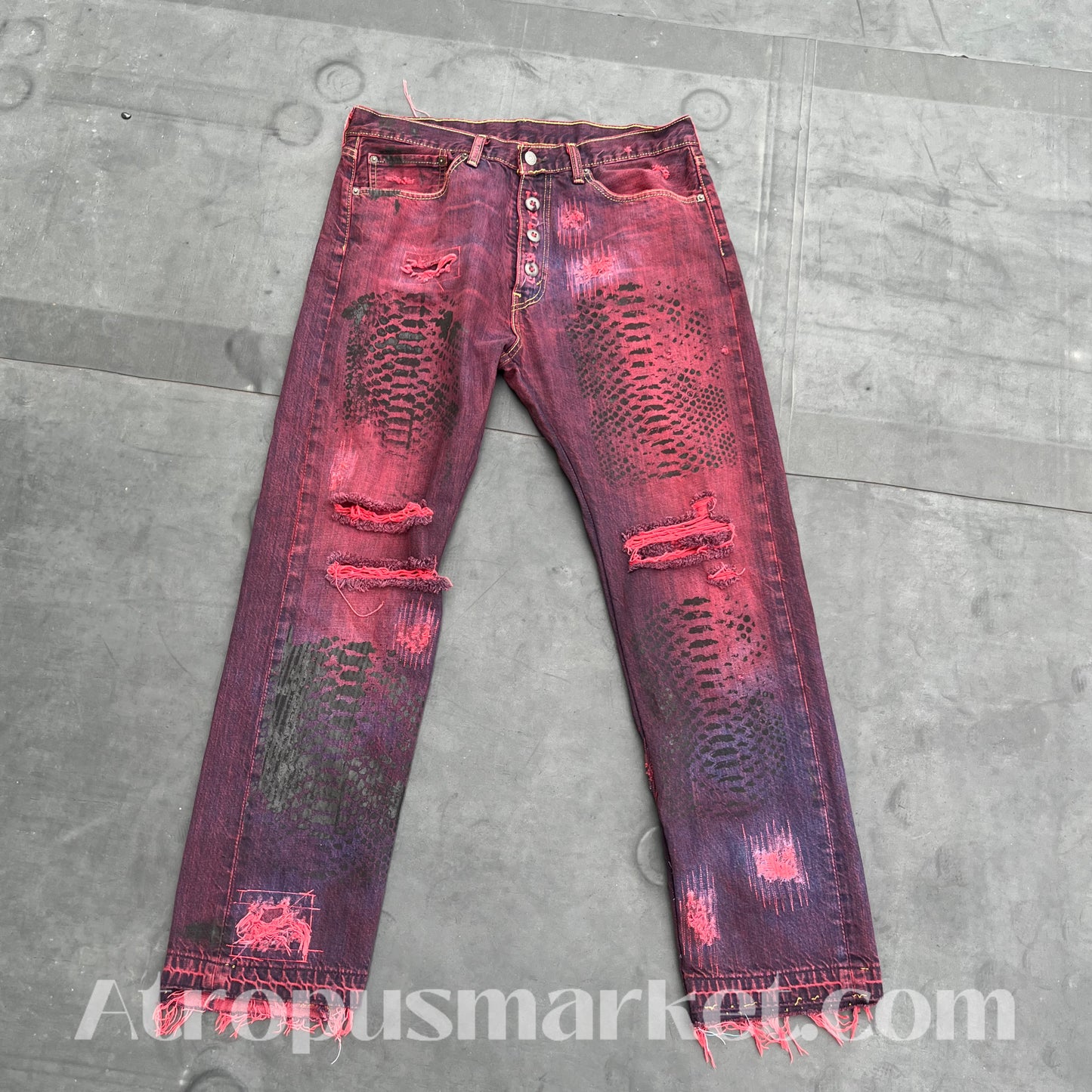 Red Reptilian denim str8