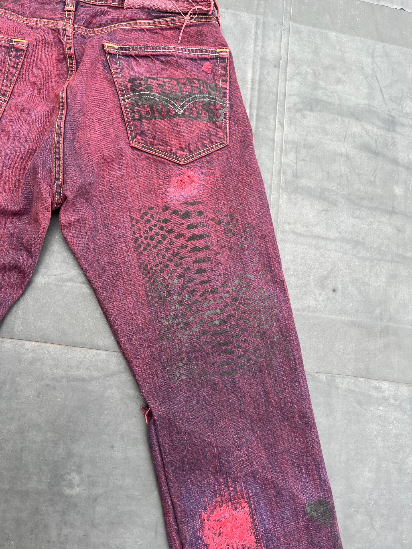 Red Reptilian denim str8