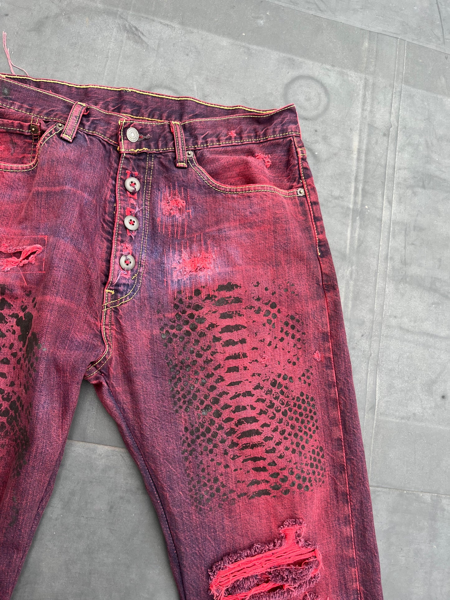 Red Reptilian denim str8