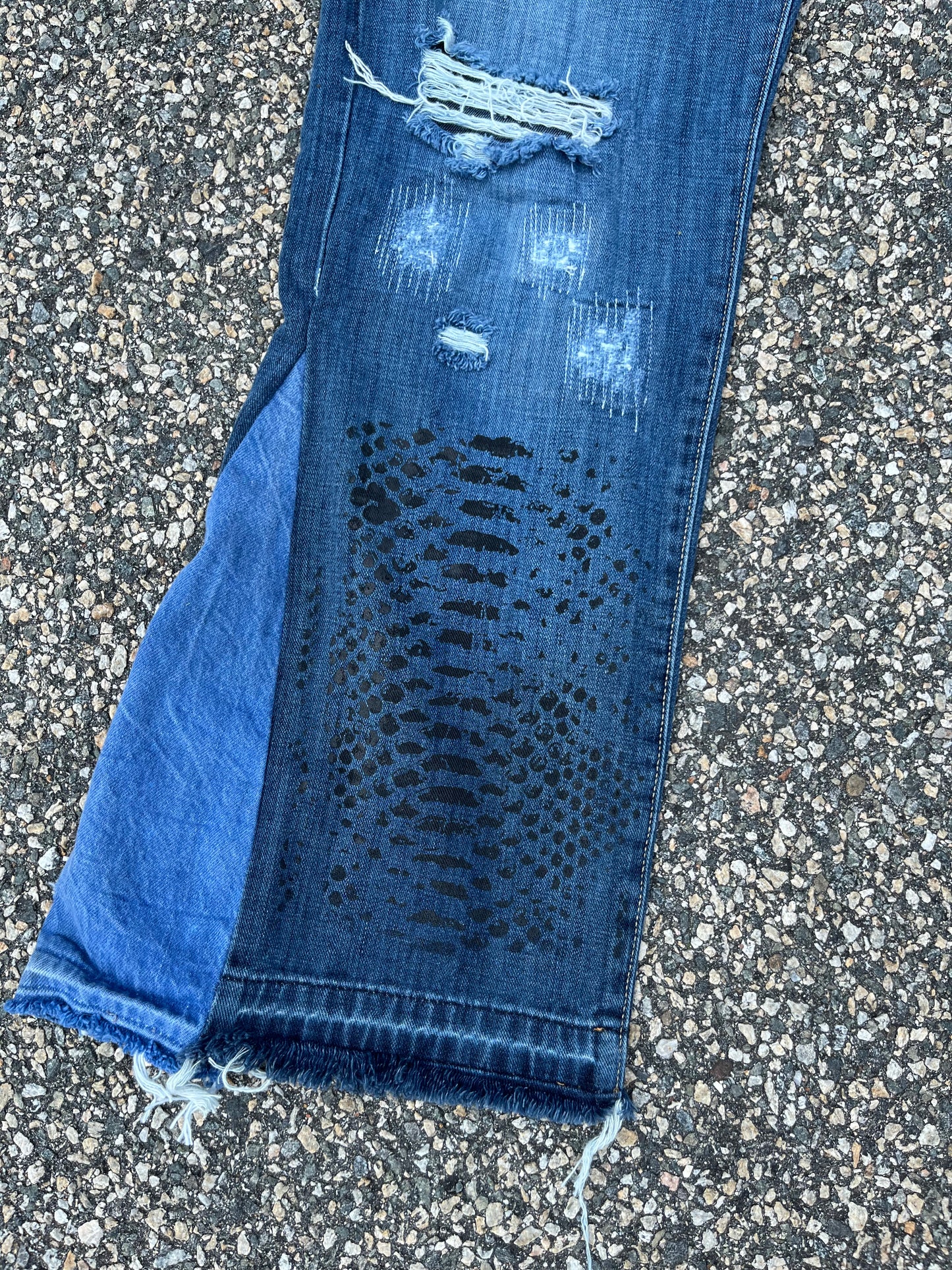 Faded reptilian denim