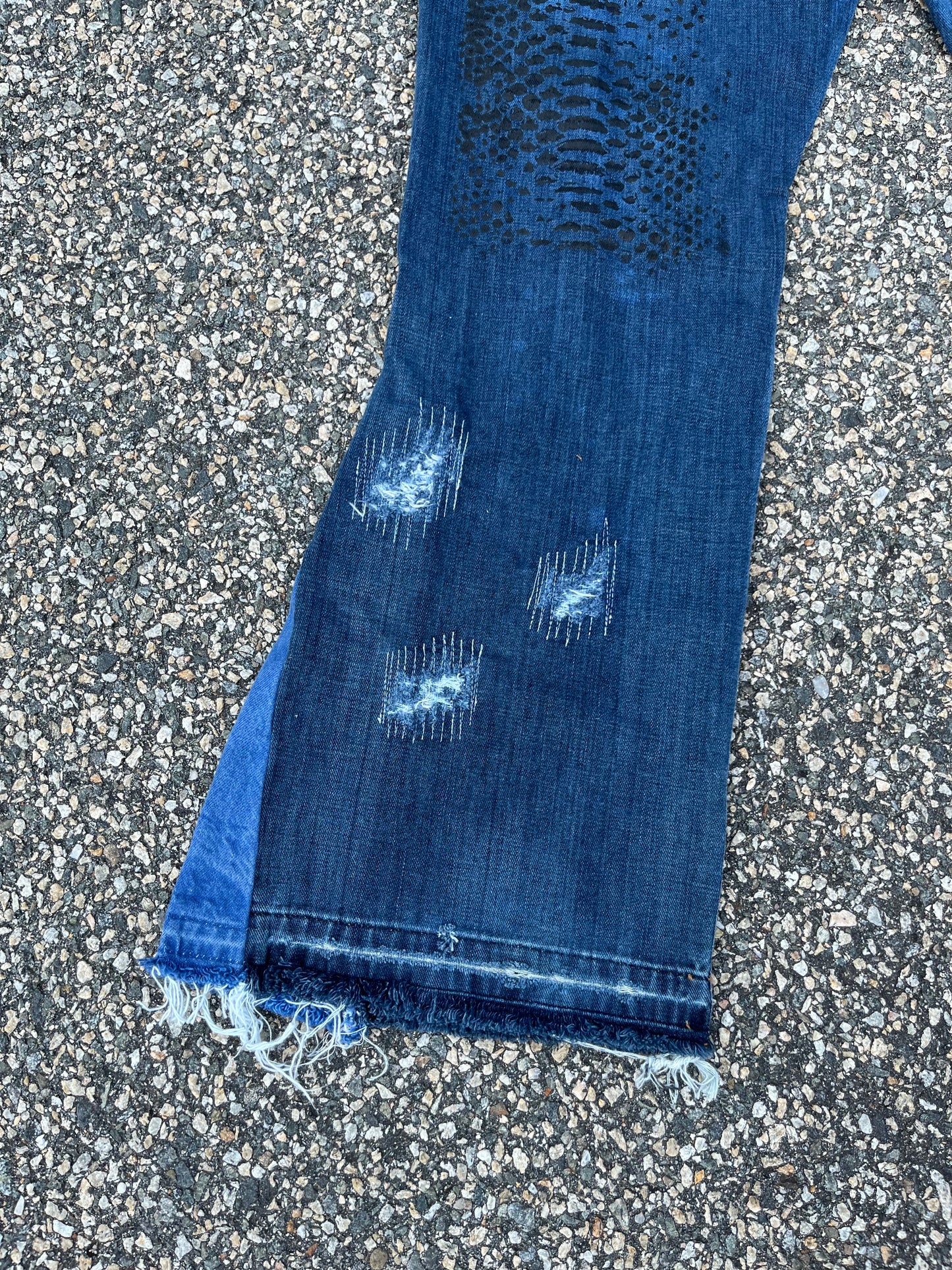 Faded reptilian denim