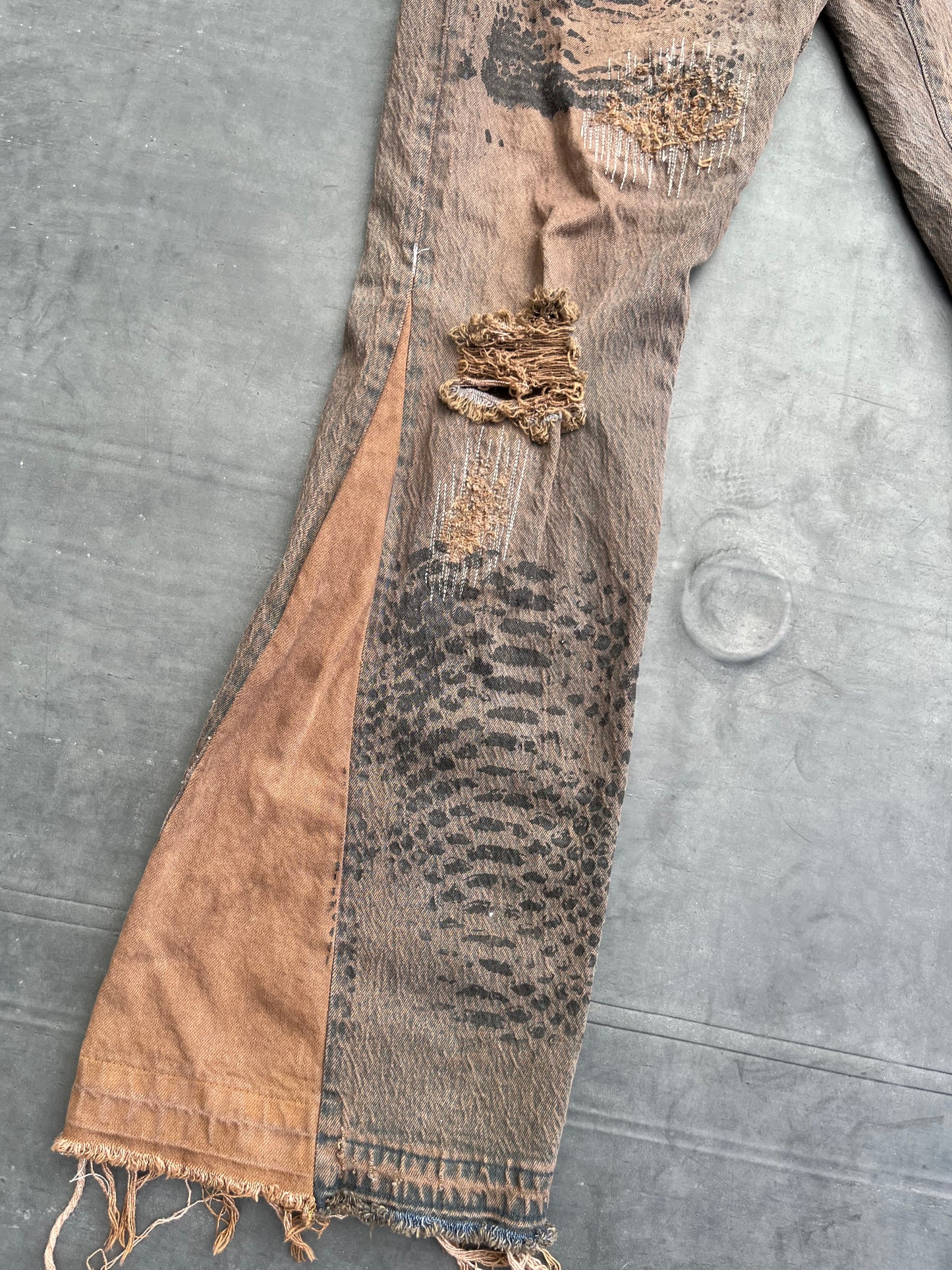 Dark brown reptilian denim