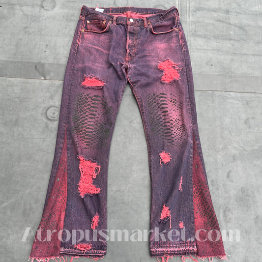 Red Reptilian denim