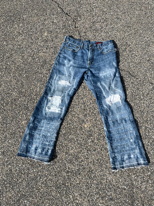 Flared&repaired denim