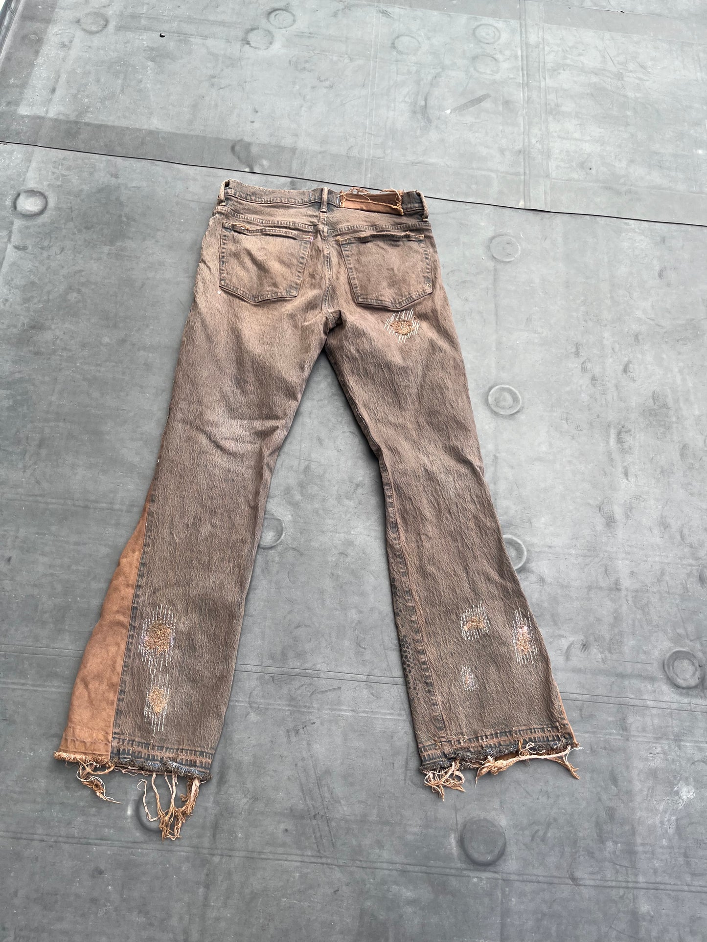 Dark brown reptilian denim